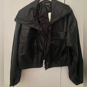 Cropped leather faux leather jacket from TJMaxx